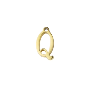 Polished gold mirror finish stainless steel letter Q charm for DIY necklace making
