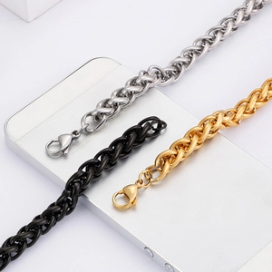 10mm titanium steel dragon bone chain necklace in silver, black, and gold finishes