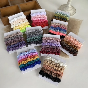 Satin Fabric Hair Scrunchies Elastic Hair Ties Glossy Solid Color Gradient Fashion Headband Accessories For Women Girls