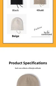 Detailed knit texture and color options for fleece-lined winter beanies in black and beige