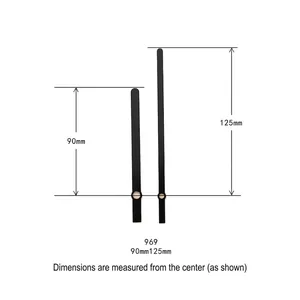 Minimalist black metal clock hands kit with 90mm and 125mm aluminum needles set