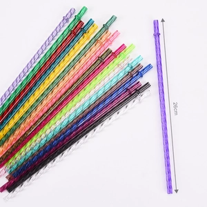 Reusable Tritan straw 26cm with spiral pattern and anti-drop ring in multiple colors