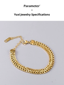 Detail of gold woven chain bracelet with lobster clasp and adjustable K18 engraved tag