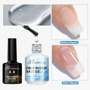 Gel Base In Gomma Fibra Per Riparazione E Rinforzo Unghie Rotte Soak Off UV LED Manicure Professionale Trasparente