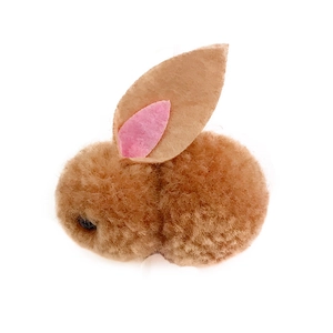 Cute brown plush rabbit DIY accessory with pink inner ears on a clean white background
