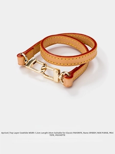 Detail of 1.2cm apricot leather strap with gold hardware for luxury crossbody bags