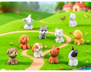 Miniature puppy figurines set for micro landscape DIY decoration with realistic dog models