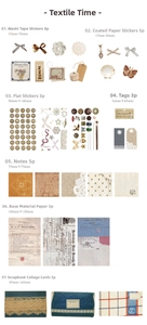 Dettagli del kit scrapbook vintage con adesivi in carta a tema funghi e fasi lunari