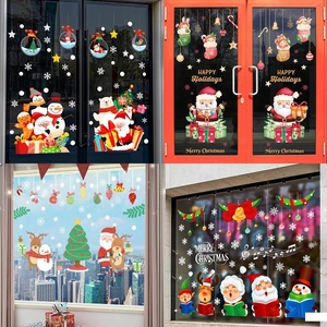 Autocollants Muraux De Noël PVC Amovibles Auto-adhésifs Décalcomanies Fenêtre Père Noël Bonhomme De Neige Dessin Animé Décor Maison