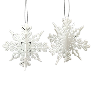 3D white plastic snowflake hanging ornaments for Christmas tree and window decorations