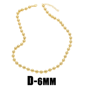 Polished 6mm gold bead necklace with lobster clasp and adjustable extension chain