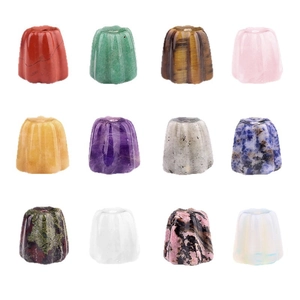 Set of twelve assorted natural crystal and agate flower-shaped incense holders