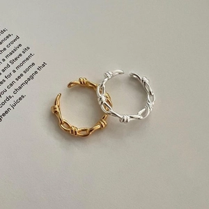 Minimalist 925 sterling silver woven knot open ring in gold and silver finishes