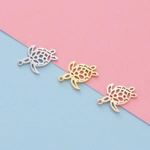 Sea Turtle Pendant Hollow Animal Shape 304 Stainless Steel Mirror Polished Jewelry Making DIY Charm Accessory