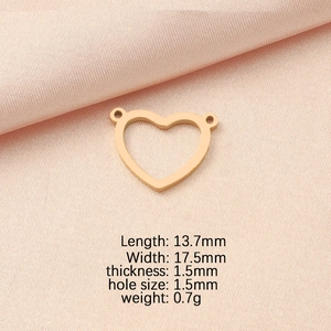 Detailed size specifications for gold hollow heart titanium steel pendant accessory