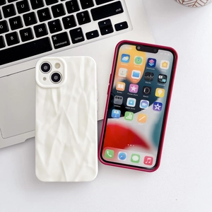 Wrinkled silicone protective case for iPhone 15 Pro Max in white and deep pink colors
