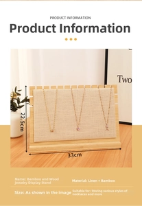 Linen jewelry display stand with dimensions 33x22.5cm featuring multi-slot necklace slots
