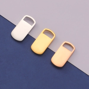 Stainless Steel Rectangle Blank Pendants Mirror Polished Geometric DIY Jewelry Charms For Engraving Mirror Finish