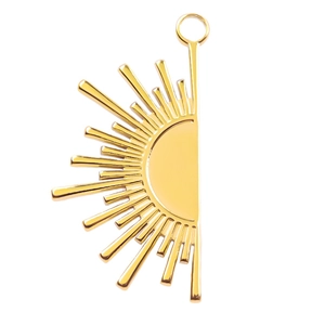 Polished 18k gold plated 304 stainless steel sunflower pendant charm for DIY jewelry