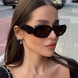 Retro Rectangular Sunglasses PC Frame AC Lens UV400 Protection Beveled Fashion Square Eyewear For Outdoor Travel