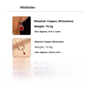 Spécifications de la parure collier et boucles d'oreilles rétro avec strass rouges