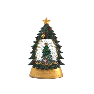 Boule à neige en forme de sapin de Noël avec figurines festives pour décoration de table