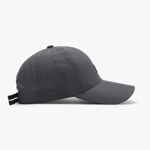 Dark grey breathable mesh baseball cap with adjustable strap for outdoor sports sun protection