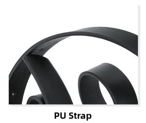 Detailed macro view of black PU leather strap with embossed snakeskin texture