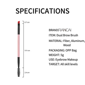 Dual-ended eyebrow brush with pink wooden handle and black spiral spoolie head