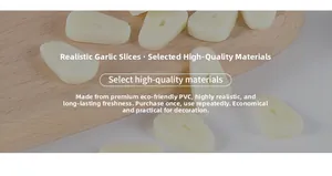Macro shot of realistic PVC garlic slices for dollhouse kitchen and food photography