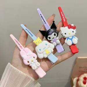 Detail of colorful resin hair clips featuring cute cartoon character decorations