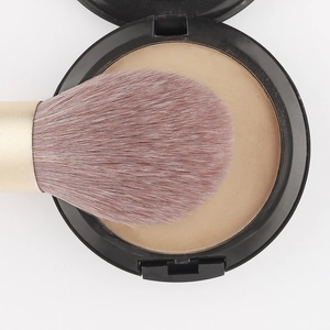 Kit de 9 pinceaux de maquillage violets avec poils fins et poudre compacte assortie