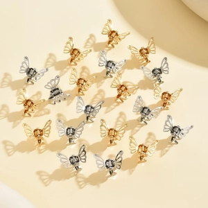 Mini metal butterfly hair claw clips in gold and silver finish for women hair styling