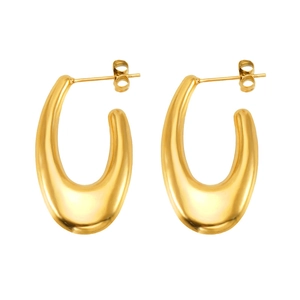 Elegant gold U-shape stainless steel earrings with a polished finish and minimalist design