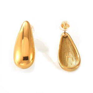 Waterdrop Teardrop Earrings Polished Titanium Stainless Steel Minimalist Chunky Mirror Finish Jewelry For Women