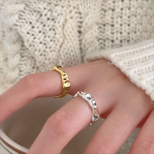 Irregular Ring 925 Sterling Silver Liquid Metal Lava Texture Adjustable Open Band Minimalist Korean Style Jewelry