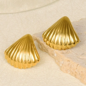 Shell Scallop Stud Earrings 304 Stainless Steel 18K Gold Plated Silver Minimalist Ocean Beach Style Jewelry For Women