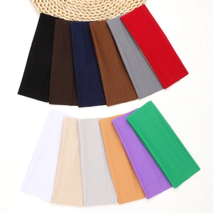 Set of 12 solid color elastic wide headbands for sports yoga in soft knitted fabric