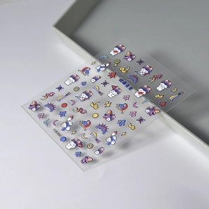 Peking Opera cartoon rabbit 5D embossed nail art stickers with traditional Chinese patterns