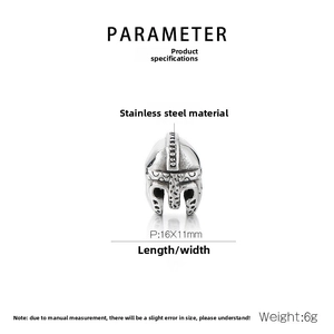 Detailed specs of 16x11mm stainless steel Spartan helmet bead for DIY jewelry making