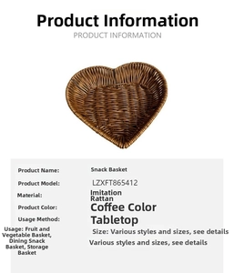 Macro detail of heart-shaped coffee brown woven snack basket made of durable imitation rattan