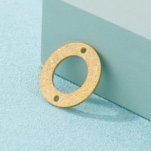 Matte gold stainless steel hollow oval connector accessory for jewelry making