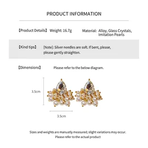 Detailed view of pearl earrings with dimensions 3.5cm and silver needle material