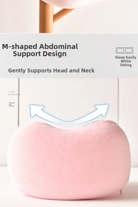 Cuscino cervicale ergonomico a M rosa in memory foam con morbido velluto per il viaggio