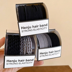 Élastiques À Cheveux Tressés Robustes Supports De Queue De Cheval Torsadés Accessoires Pour Femmes Filles Noir Gris