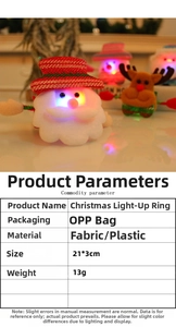 Detailed specs and glowing effect of LED Christmas slap bracelets with festive motifs