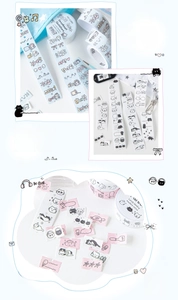 Macro view of cute cat label stickers with 300 pieces per roll for DIY journaling