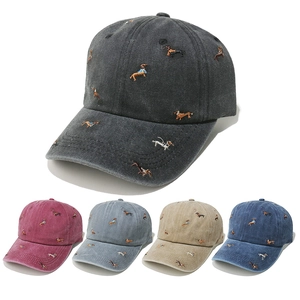 Washed Cotton Baseball Cap Dachshund Dog Embroidery Vintage Distressed Sun Hat For Women Men Adjustable Outdoor