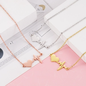 Collana Con Ciondolo A Cuore Battito Cardiaco EKG In Acciaio Inossidabile Gioielli Minimalisti Per Donne Coppie Lucidati A Specchio
