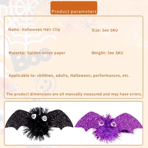 Halloween bat wing hair clips with glitter and pompoms for festive costumes